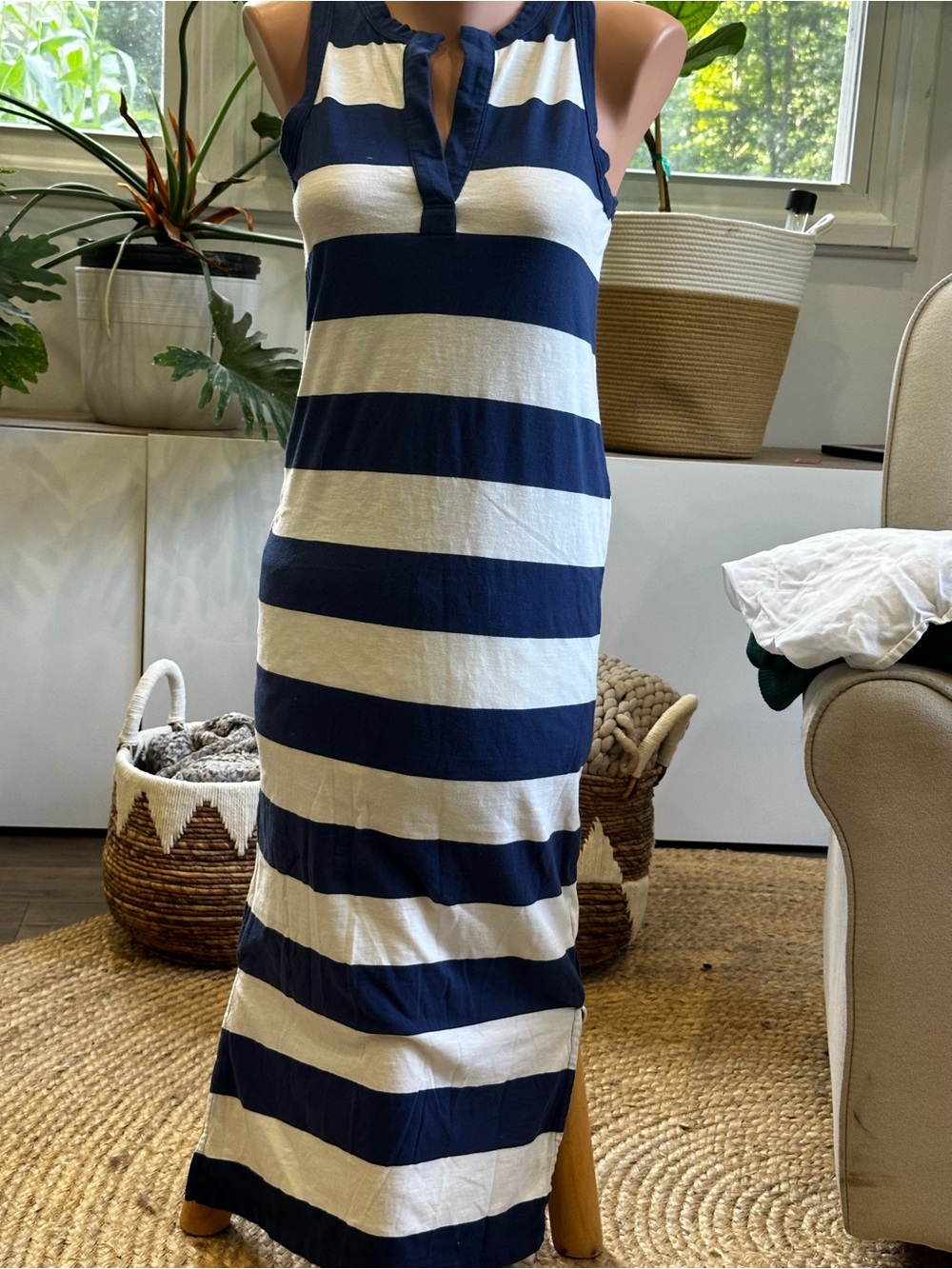 Gap Navy and White Striped Sleeveless casual   Maxi Dress